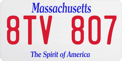 MA license plate 8TV807