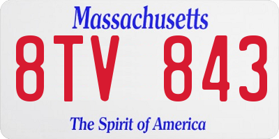 MA license plate 8TV843