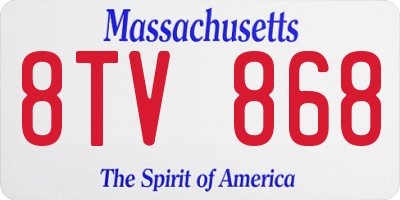 MA license plate 8TV868