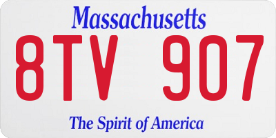 MA license plate 8TV907