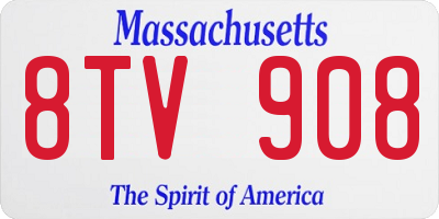 MA license plate 8TV908