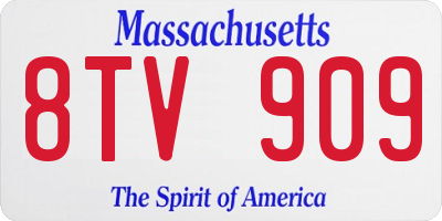 MA license plate 8TV909