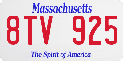 MA license plate 8TV925