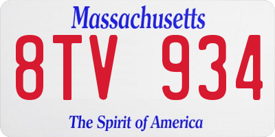 MA license plate 8TV934