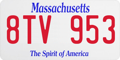 MA license plate 8TV953