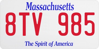 MA license plate 8TV985