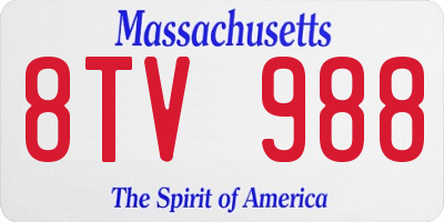 MA license plate 8TV988