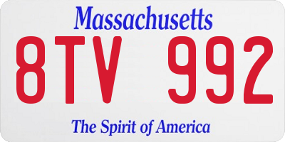 MA license plate 8TV992