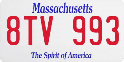 MA license plate 8TV993