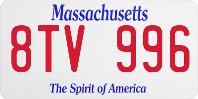 MA license plate 8TV996