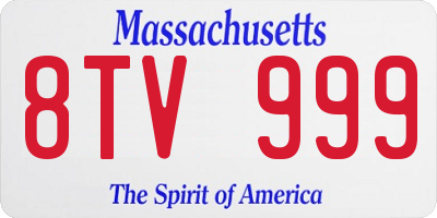 MA license plate 8TV999