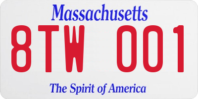 MA license plate 8TW001