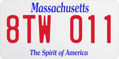 MA license plate 8TW011