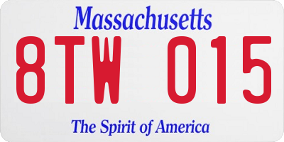 MA license plate 8TW015