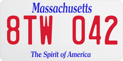 MA license plate 8TW042