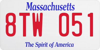 MA license plate 8TW051