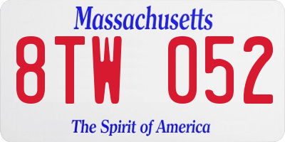 MA license plate 8TW052