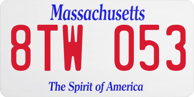 MA license plate 8TW053