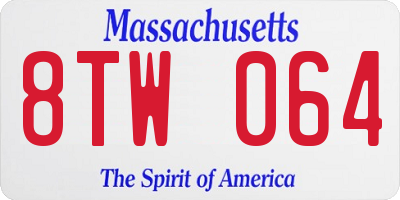 MA license plate 8TW064