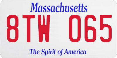 MA license plate 8TW065