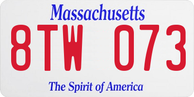 MA license plate 8TW073