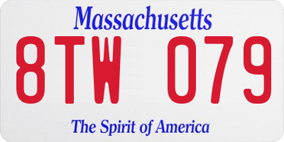 MA license plate 8TW079