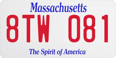 MA license plate 8TW081
