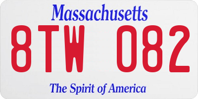 MA license plate 8TW082