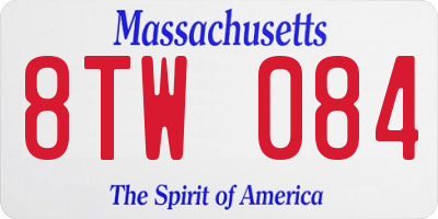 MA license plate 8TW084