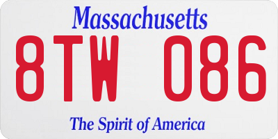MA license plate 8TW086