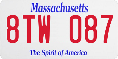 MA license plate 8TW087
