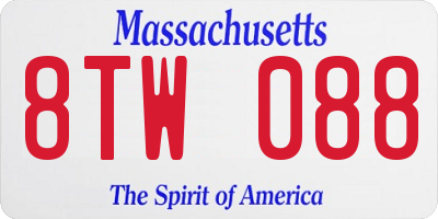 MA license plate 8TW088