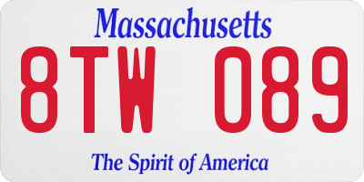 MA license plate 8TW089