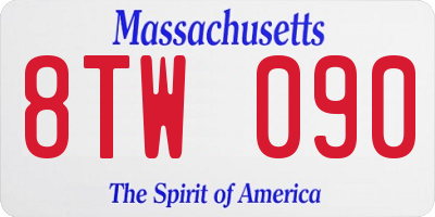 MA license plate 8TW090