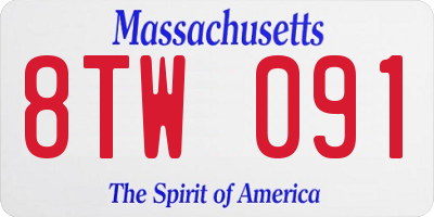 MA license plate 8TW091