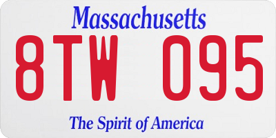 MA license plate 8TW095