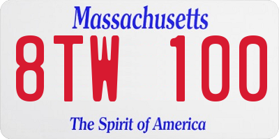 MA license plate 8TW100