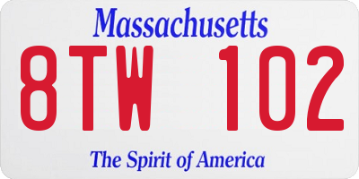 MA license plate 8TW102