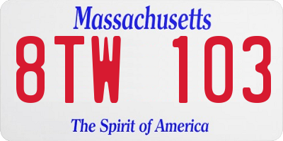 MA license plate 8TW103
