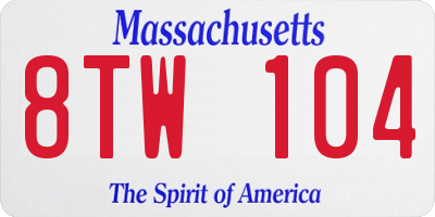 MA license plate 8TW104