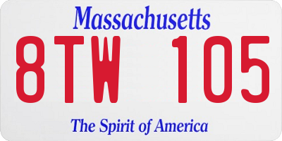 MA license plate 8TW105