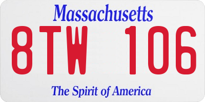 MA license plate 8TW106