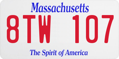 MA license plate 8TW107