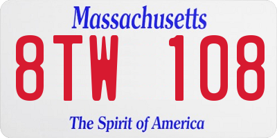 MA license plate 8TW108