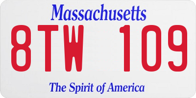MA license plate 8TW109