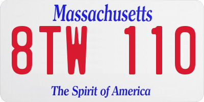 MA license plate 8TW110