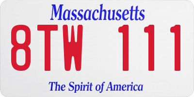 MA license plate 8TW111