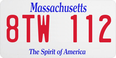 MA license plate 8TW112
