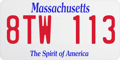 MA license plate 8TW113