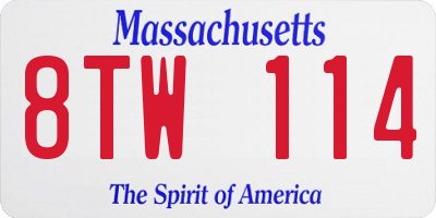 MA license plate 8TW114